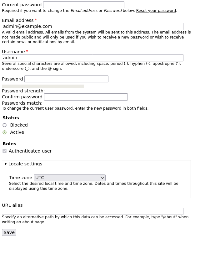 Drupal edit user form